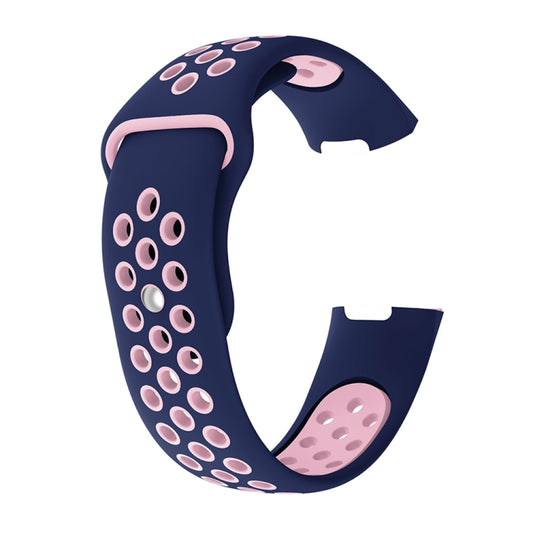 Two-color Round Hole Silicone Watch Band for Fitbit Charge 3, Watch Band Size:130-195mm(Pink Blue) by bashfashion