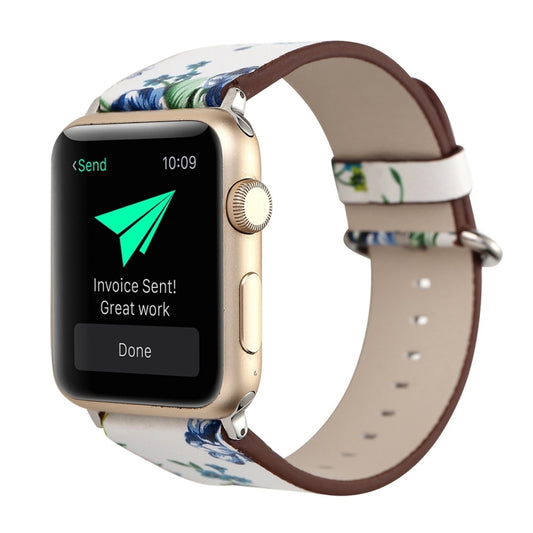 For Apple Watch Ultra 49mm&Watch Ultra 2 49mm / Series 10 46mm / 9&8&7 45mm / SE 3&SE 2&6&SE&5&4 44mm / 3&2&1 42mm Fashion Pastoralism Style Little Floral Pattern Women Watch Leather Watch Band by bashfashion