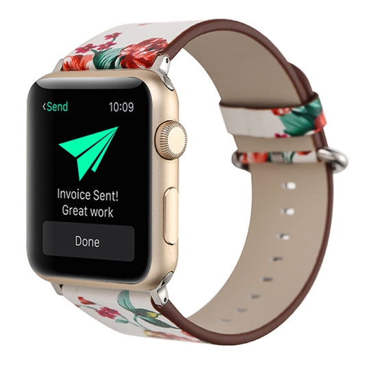 For Apple Watch Ultra 49mm&Watch Ultra 2 49mm / Series 10 46mm / 9&8&7 45mm / SE 3&SE 2&6&SE&5&4 44mm / 3&2&1 42mm Fashion Pastoralism Style Little Floral Pattern Women Watch Leather Watch Band by bashfashion