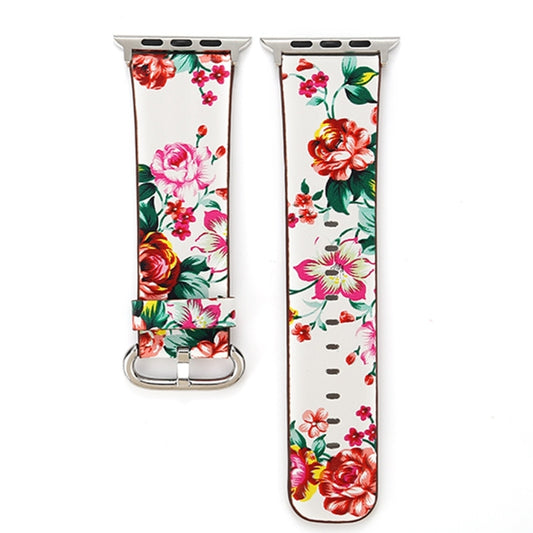 For Apple Watch Ultra 49mm&Watch Ultra 2 49mm / Series 10 46mm / 9&8&7 45mm / SE 3&SE 2&6&SE&5&4 44mm / 3&2&1 42mm Fashion Pastoralism Style Little Floral Pattern Women Watch Leather Watch Band by bashfashion