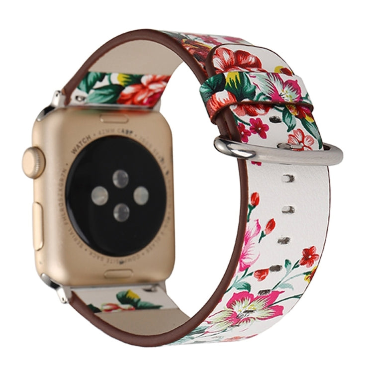 For Apple Watch Ultra 49mm&Watch Ultra 2 49mm / Series 10 46mm / 9&8&7 45mm / SE 3&SE 2&6&SE&5&4 44mm / 3&2&1 42mm Fashion Pastoralism Style Little Floral Pattern Women Watch Leather Watch Band by bashfashion