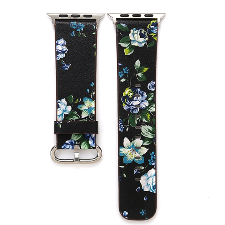 For Apple Watch Ultra 49mm&Watch Ultra 2 49mm / Series 10 46mm / 9&8&7 45mm / SE 3&SE 2&6&SE&5&4 44mm / 3&2&1 42mm Fashion Pastoralism Style Little Floral Pattern Women Watch Leather Watch Band by bashfashion