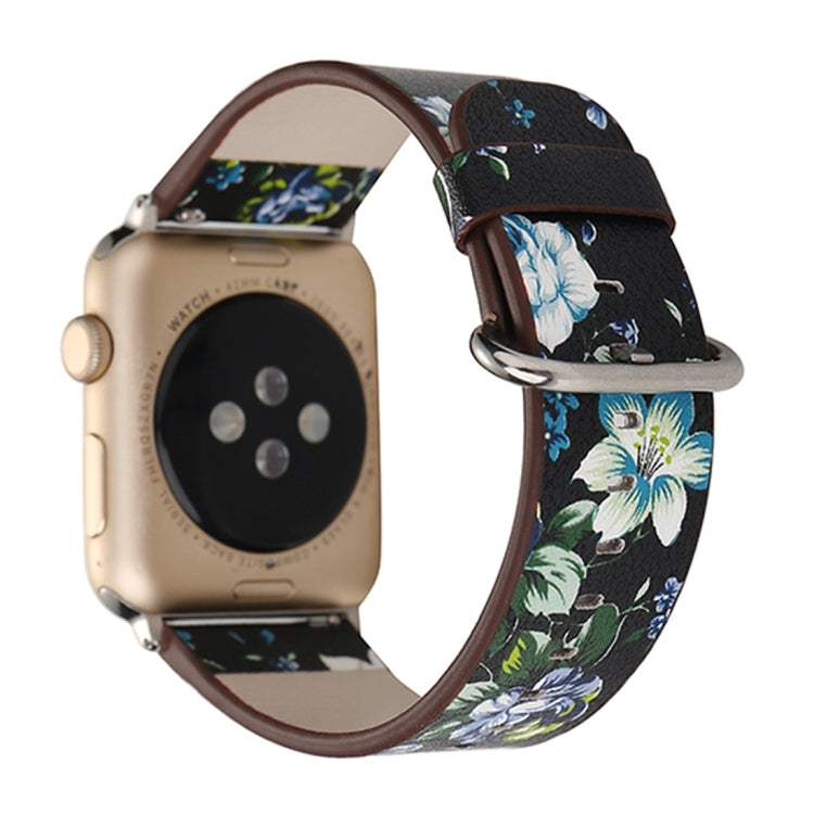 For Apple Watch Ultra 49mm&Watch Ultra 2 49mm / Series 10 46mm / 9&8&7 45mm / SE 3&SE 2&6&SE&5&4 44mm / 3&2&1 42mm Fashion Pastoralism Style Little Floral Pattern Women Watch Leather Watch Band by bashfashion