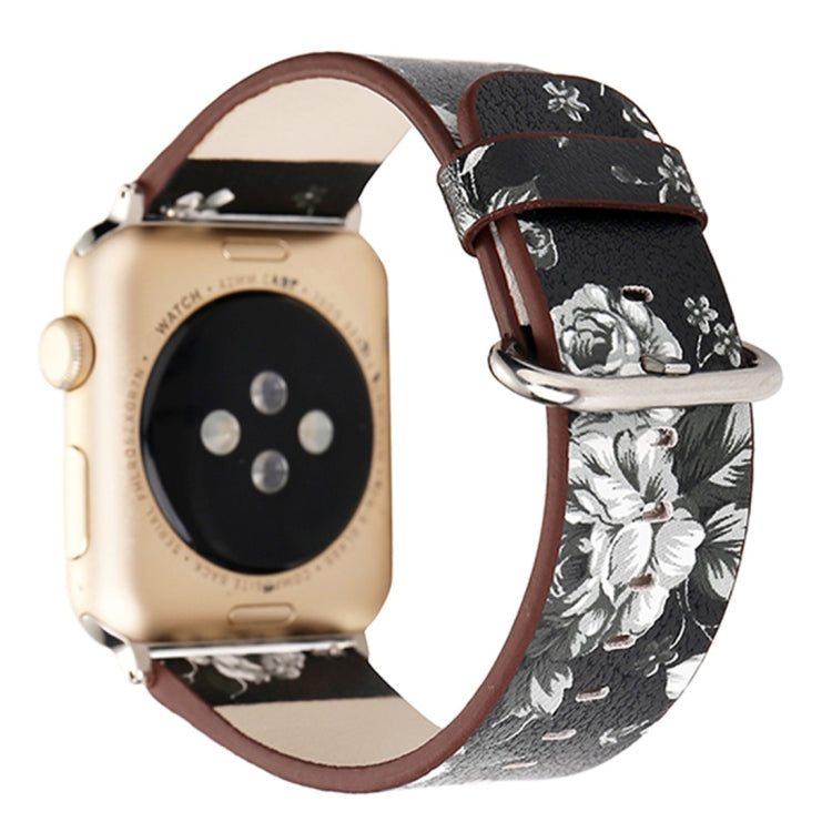For Apple Watch Ultra 49mm&Watch Ultra 2 49mm / Series 10 46mm / 9&8&7 45mm / SE 3&SE 2&6&SE&5&4 44mm / 3&2&1 42mm Fashion Pastoralism Style Little Floral Pattern Women Watch Leather Watch Band by bashfashion