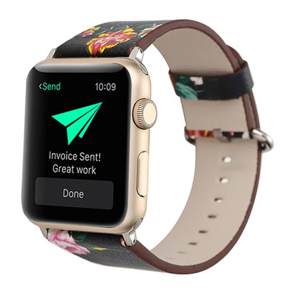For Apple Watch Ultra 49mm&Watch Ultra 2 49mm / Series 10 46mm / 9&8&7 45mm / SE 3&SE 2&6&SE&5&4 44mm / 3&2&1 42mm Fashion Pastoralism Style Little Floral Pattern Women Watch Leather Watch Band by bashfashion