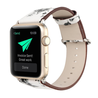 For Apple Watch Ultra 49mm&Watch Ultra 2 49mm / Series 10 46mm / 9&8&7 45mm / SE 3&SE 2&6&SE&5&4 44mm / 3&2&1 42mm Fashion Pastoralism Style Little Floral Pattern Women Watch Leather Watch Band by bashfashion