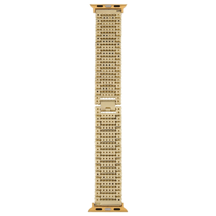 For Apple Watch Series 7 45mm / 6 & SE & 5 & 4 44mm / 3 & 2 & 1 42mm Nine Beads Stainless Steel Wrist Strap Watch Band (Gold) by bashfashion