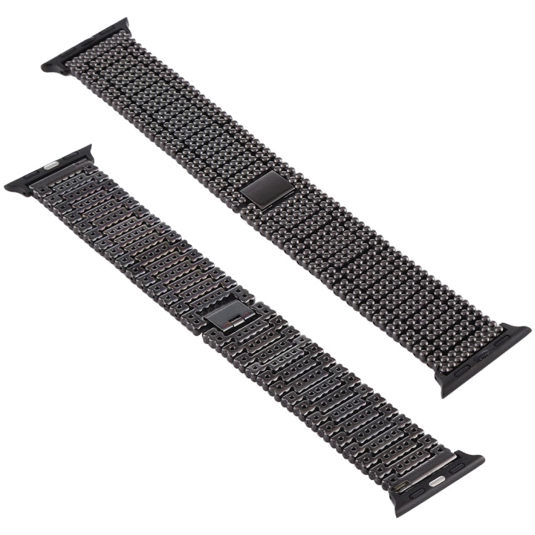 For Apple Watch Series 7 41mm / 6 & SE & 5 & 4 40mm / 3 & 2 & 1 38mm Nine Beads Stainless Steel Wrist Strap Watch Band (Black) by bashfashion