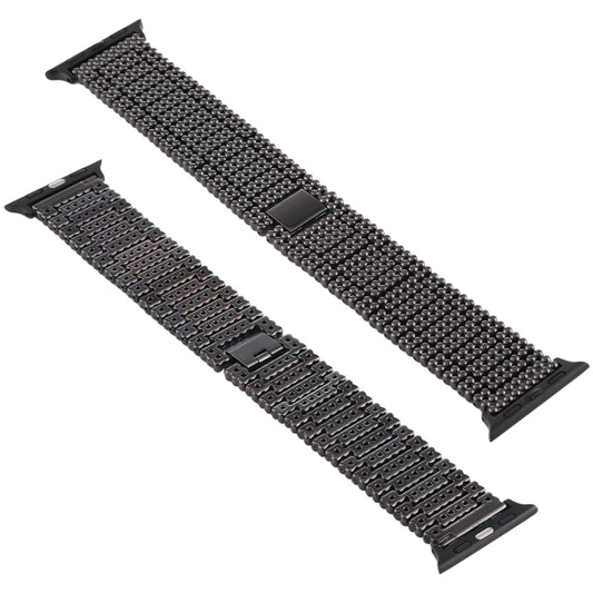 For Apple Watch Series 7 41mm / 6 & SE & 5 & 4 40mm / 3 & 2 & 1 38mm Nine Beads Stainless Steel Wrist Strap Watch Band (Black) by bashfashion