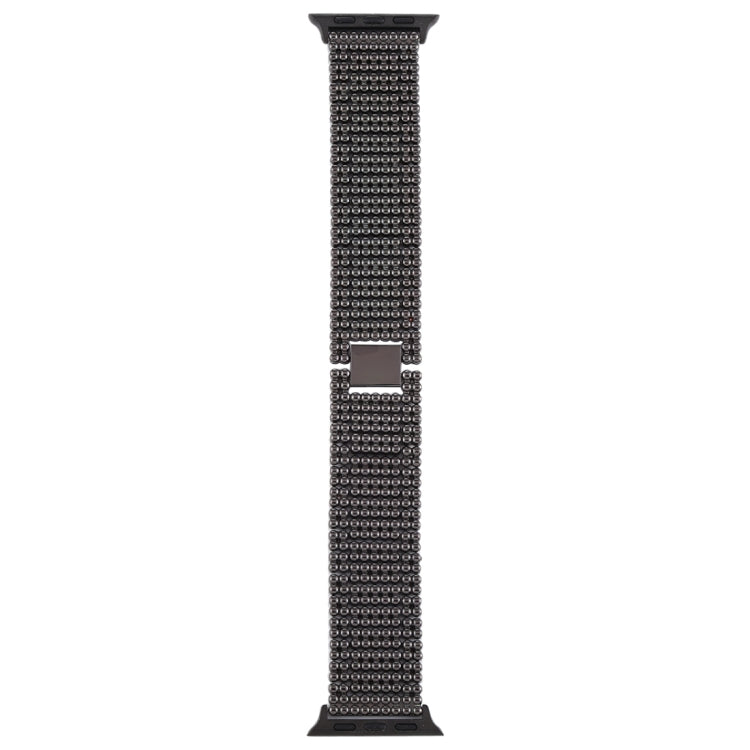 For Apple Watch Series 7 41mm / 6 & SE & 5 & 4 40mm / 3 & 2 & 1 38mm Nine Beads Stainless Steel Wrist Strap Watch Band (Black) by bashfashion