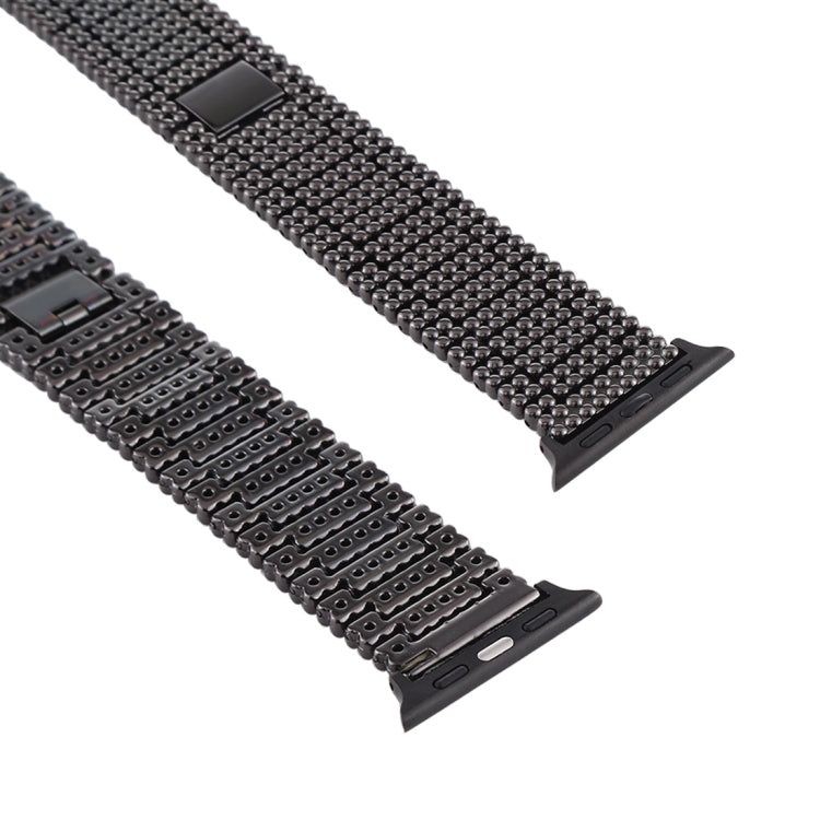For Apple Watch Series 7 41mm / 6 & SE & 5 & 4 40mm / 3 & 2 & 1 38mm Nine Beads Stainless Steel Wrist Strap Watch Band (Black) by bashfashion