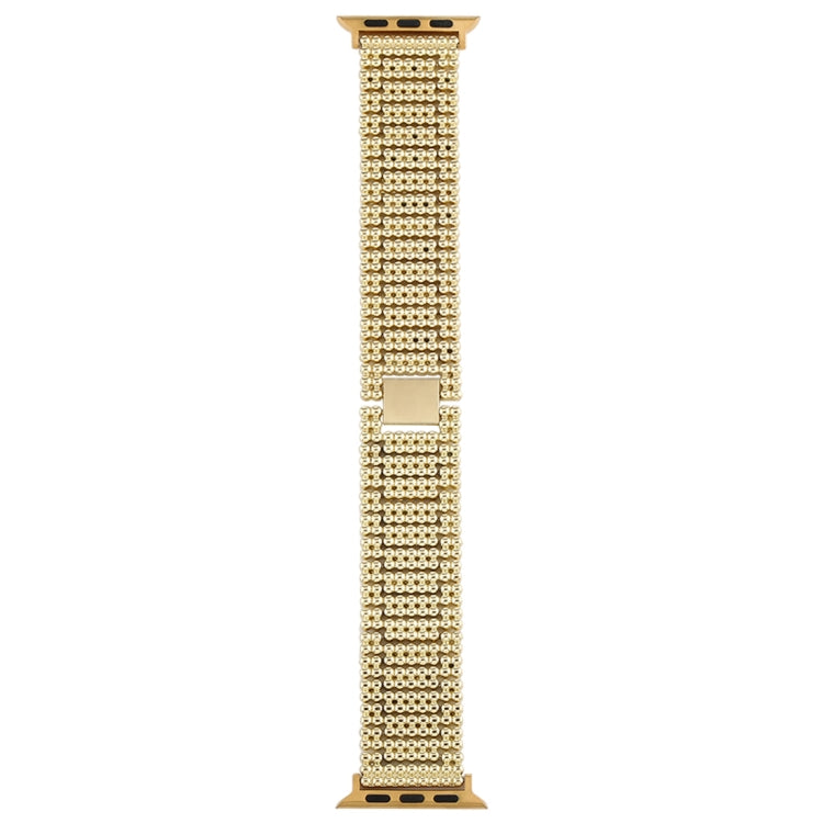 For Apple Watch Series 7 41mm / 6 & SE & 5 & 4 40mm / 3 & 2 & 1 38mm Nine Beads Stainless Steel Wrist Strap Watch Band (Gold) by bashfashion