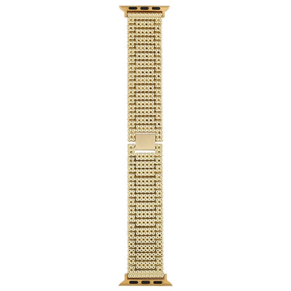 For Apple Watch Series 7 41mm / 6 & SE & 5 & 4 40mm / 3 & 2 & 1 38mm Nine Beads Stainless Steel Wrist Strap Watch Band (Gold) by bashfashion