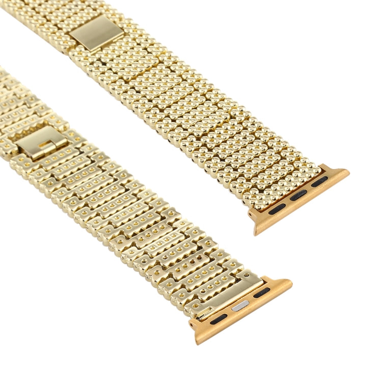 For Apple Watch Series 7 41mm / 6 & SE & 5 & 4 40mm / 3 & 2 & 1 38mm Nine Beads Stainless Steel Wrist Strap Watch Band (Gold) by bashfashion