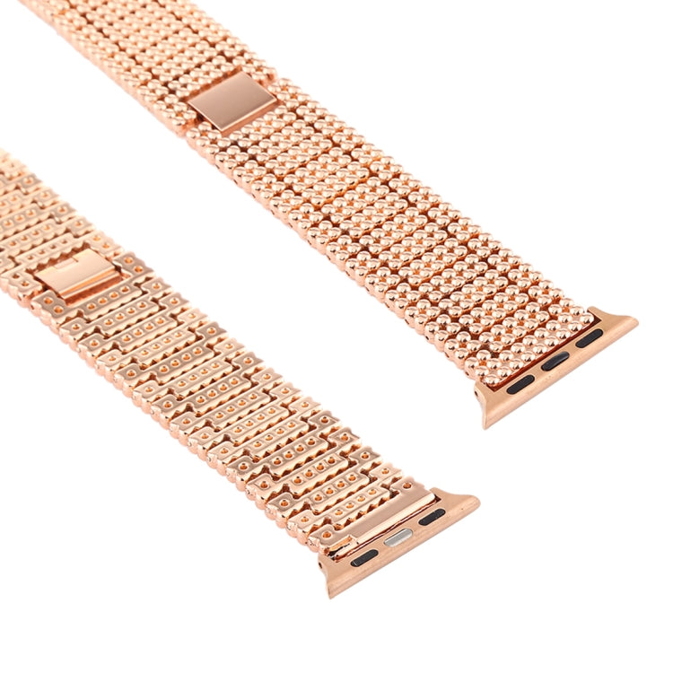 For Apple Watch Series 7 41mm / 6 & SE & 5 & 4 40mm / 3 & 2 & 1 38mm Nine Beads Stainless Steel Wrist Strap Watch Band (Rose Gold) by bashfashion