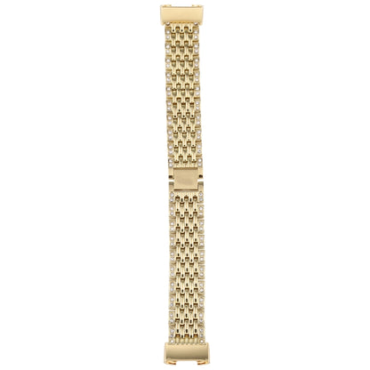 For Fitbit Charge 3 Diamond-studded Stainless Steel Watch Band(Gold) by bashfashion