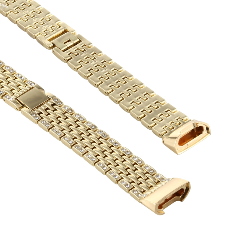 For Fitbit Charge 3 Diamond-studded Stainless Steel Watch Band(Gold) by bashfashion