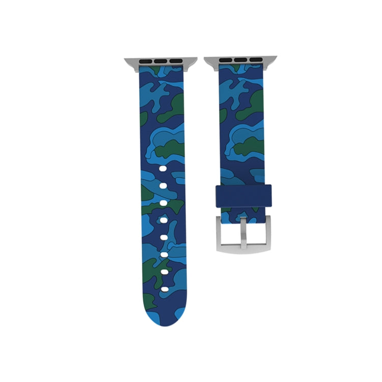 For Apple Watch Series 3 & 2 & 1 38mm Fashion Camouflage Pattern Silicone Watch Band(Blue) by bashfashion