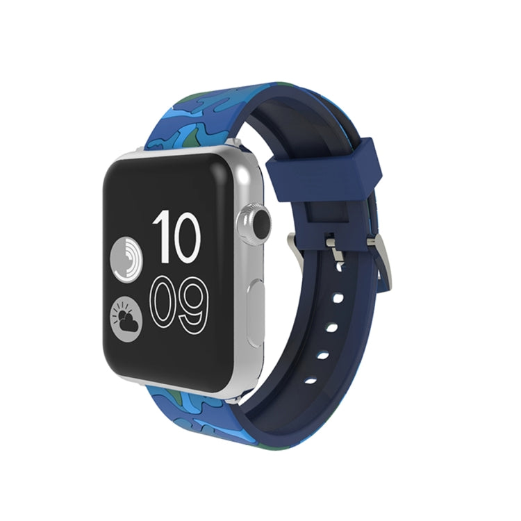 For Apple Watch Series 3 & 2 & 1 38mm Fashion Camouflage Pattern Silicone Watch Band(Blue) by bashfashion