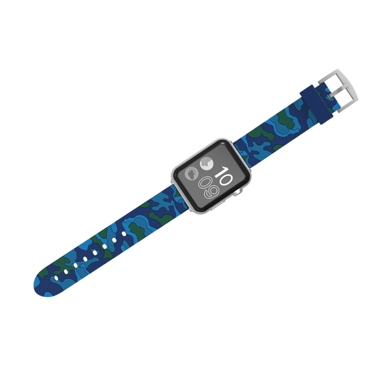 For Apple Watch Series 3 & 2 & 1 38mm Fashion Camouflage Pattern Silicone Watch Band(Blue) by bashfashion