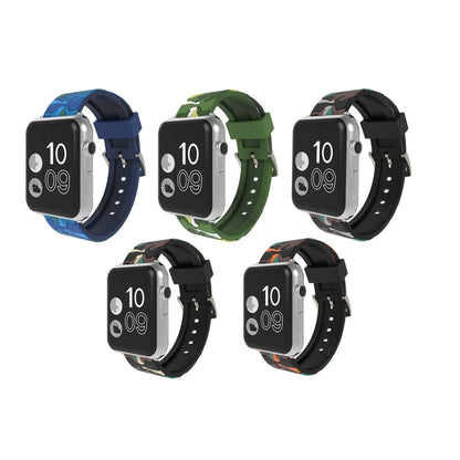 For Apple Watch Series 3 & 2 & 1 38mm Fashion Camouflage Pattern Silicone Watch Band(Blue) by bashfashion