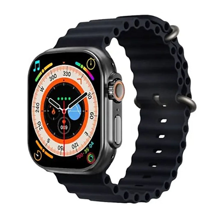 T800 Ultra 1.99 inch Ocean Silicone Band Smart Watch Support Heart Rate / ECG (Black) by bashfashion