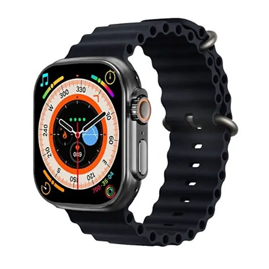 T800 Ultra 1.99 inch Ocean Silicone Band Smart Watch Support Heart Rate / ECG (Black) by bashfashion