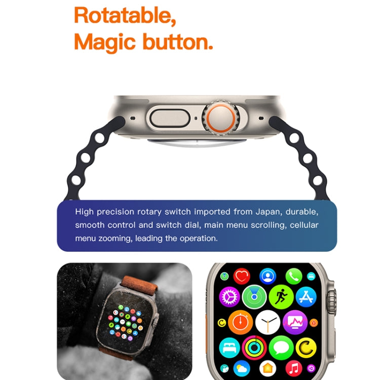 T800 Ultra 1.99 inch Ocean Silicone Band Smart Watch Support Heart Rate / ECG (Black) by bashfashion