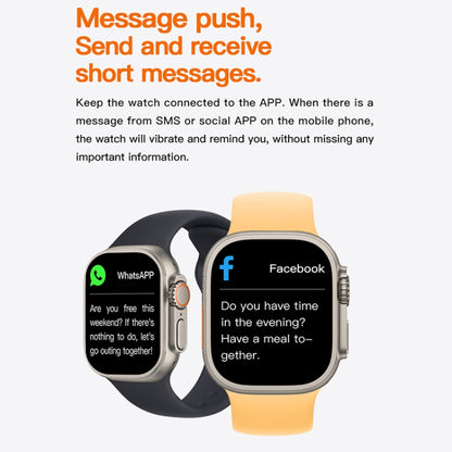 T800 Ultra 1.99 inch Ocean Silicone Band Smart Watch Support Heart Rate / ECG (Orange) by bashfashion