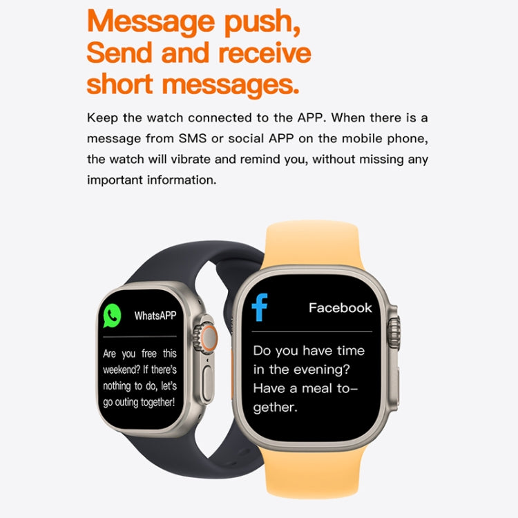 T800 Ultra 1.99 inch Ocean Silicone Band Smart Watch Support Heart Rate / ECG (Black) by bashfashion