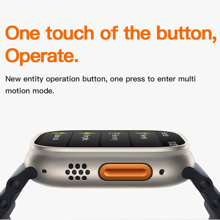 T800 Ultra 1.99 inch Ocean Silicone Band Smart Watch Support Heart Rate / ECG (Black) by bashfashion