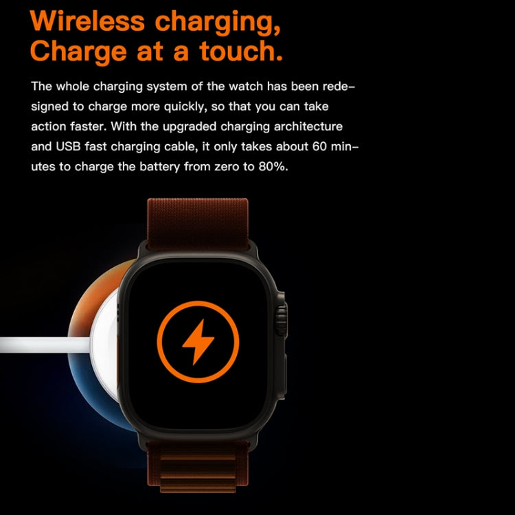 T800 Ultra 1.99 inch Ocean Silicone Band Smart Watch Support Heart Rate / ECG (Orange) by bashfashion