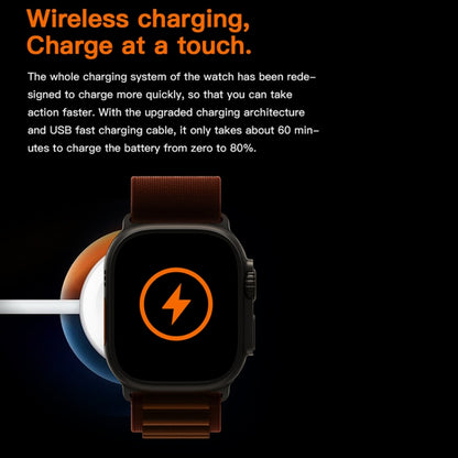 T800 Ultra 1.99 inch Ocean Silicone Band Smart Watch Support Heart Rate / ECG (Orange) by bashfashion