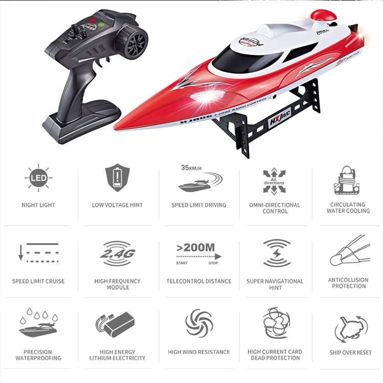 HongXunJie HJ806 2.4Ghz Water Cooling High Speed Racing Boats with Remote Controller, Auto Flip Function, 200m Control Distance(Red) by bashfashion
