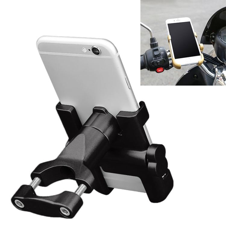 Motorcycle Handlebar Aluminum Alloy Phone Bracket, Suitable for 60-100mm Device(Black) by bashfashion