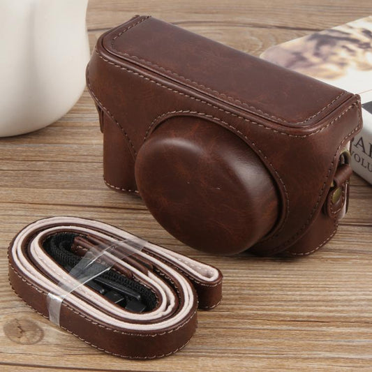 For Sony ZV-1F Vlog Camera Full Body Leather Camera Case Bag with Strap (Coffee) by bashfashion