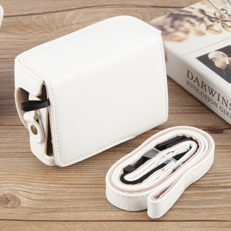 For Sony ZV-1F Vlog Camera Full Body Leather Camera Case Bag with Strap (White) by bashfashion