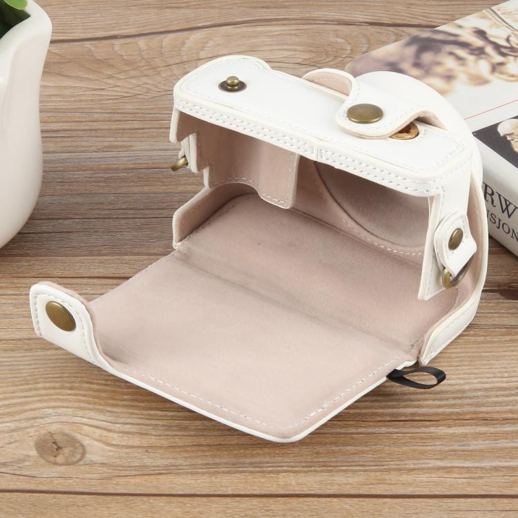 For Sony ZV-1F Vlog Camera Full Body Leather Camera Case Bag with Strap (White) by bashfashion