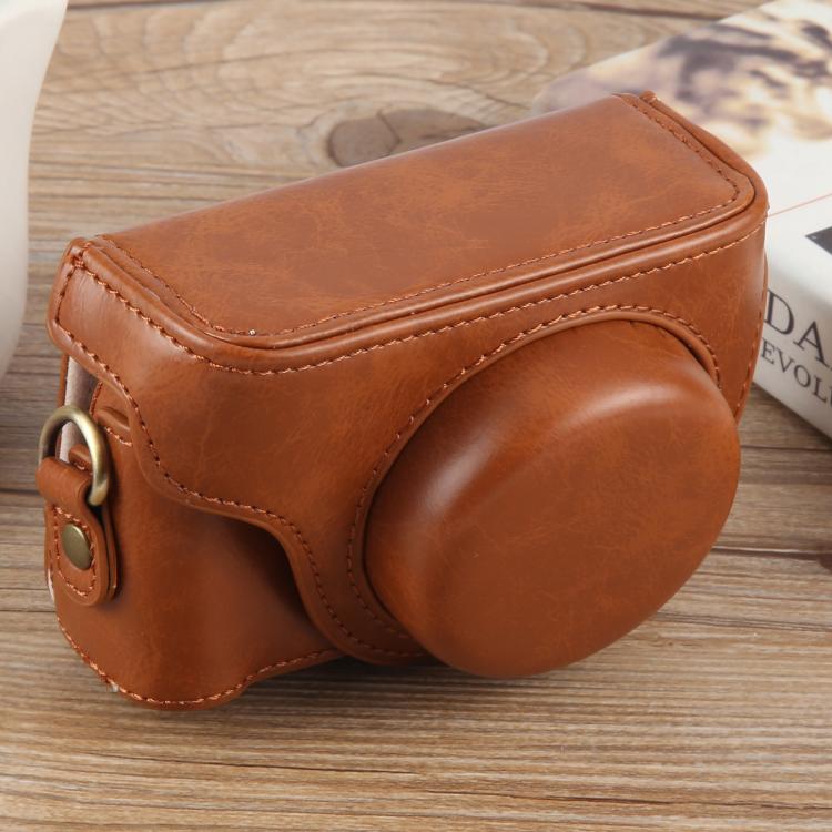 For Sony ZV-1F Vlog Camera Full Body Leather Camera Case Bag with Strap (Brown) by bashfashion