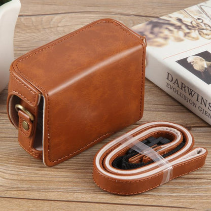 For Sony ZV-1F Vlog Camera Full Body Leather Camera Case Bag with Strap (Brown) by bashfashion