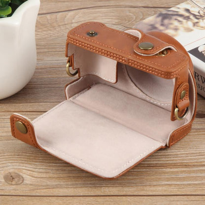 For Sony ZV-1F Vlog Camera Full Body Leather Camera Case Bag with Strap (Brown) by bashfashion
