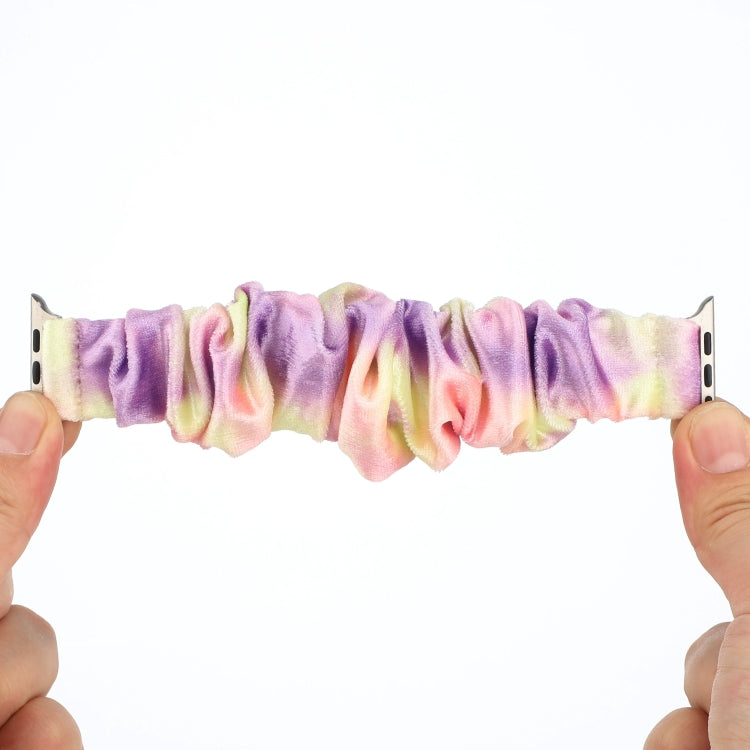 Flannel Hair Ring Strap Watch Band For Apple Watch Series 9&8&7 41mm / SE 3&SE 2&6&SE&5&4 40mm / 3&2&1 38mm(2) by bashfashion