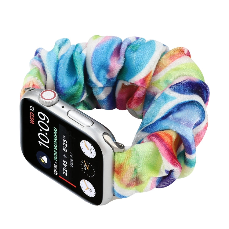 Flannel Hair Ring Strap Watch Band For Apple Watch Series 9&8&7 41mm / SE 3&SE 2&6&SE&5&4 40mm / 3&2&1 38mm(4) by bashfashion