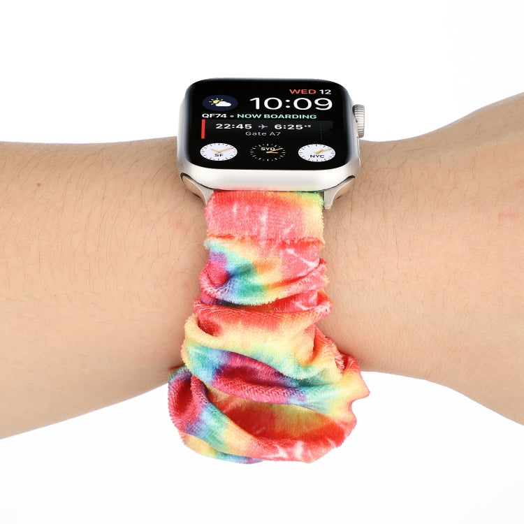 Flannel Hair Ring Strap Watch Band For Apple Watch Series 9&8&7 41mm / SE 3&SE 2&6&SE&5&4 40mm / 3&2&1 38mm(6) by bashfashion