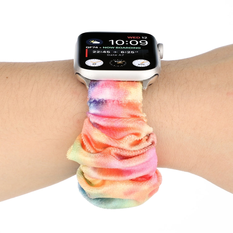 Flannel Hair Ring Strap Watch Band For Apple Watch Series 9&8&7 41mm / SE 3&SE 2&6&SE&5&4 40mm / 3&2&1 38mm(17) by bashfashion