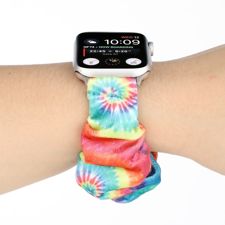 Flannel Hair Ring Strap Watch Band For Apple Watch Series 9&8&7 41mm / SE 3&SE 2&6&SE&5&4 40mm / 3&2&1 38mm(19) by bashfashion