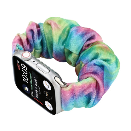 Flannel Hair Ring Strap Watch Band For Apple Watch Series 9&8&7 41mm / SE 3&SE 2&6&SE&5&4 40mm / 3&2&1 38mm(21) by bashfashion