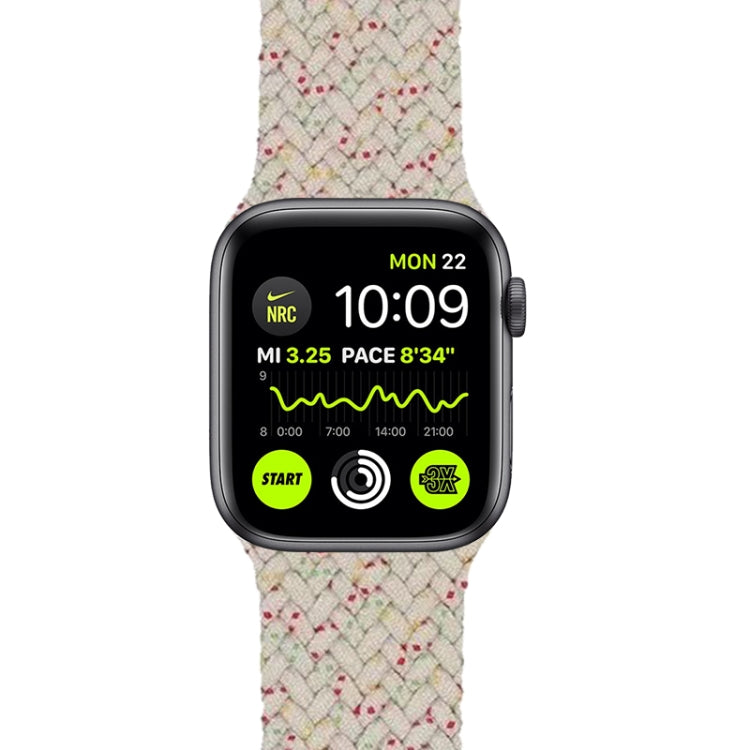 Nylon Single-turn Braided Watch Band For Apple Watch Series 9&8&7 41mm / SE 3&SE 2&6&SE&5&4 40mm / 3&2&1 38mm, Length:M 145mm (Starlight White) by bashfashion