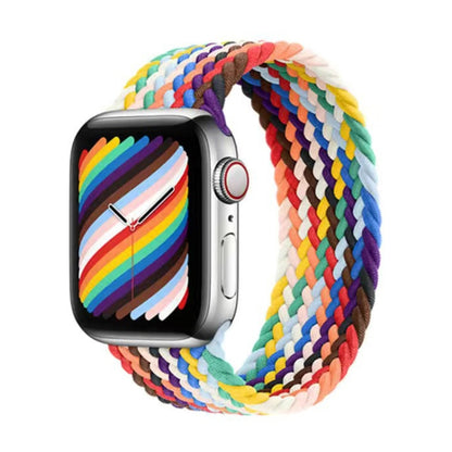 Nylon Single-turn Braided Watch Band For Apple Watch Series 9&8&7 41mm / SE 3&SE 2&6&SE&5&4 40mm / 3&2&1 38mm, Length:L 155mm(Rainbow Color) by bashfashion
