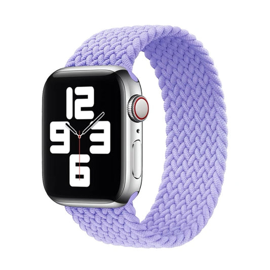 Nylon Single-turn Braided Watch Band For Apple Watch Series 9&8&7 41mm / SE 3&SE 2&6&SE&5&4 40mm / 3&2&1 38mm, Length:L 155mm(British Lavender) by bashfashion